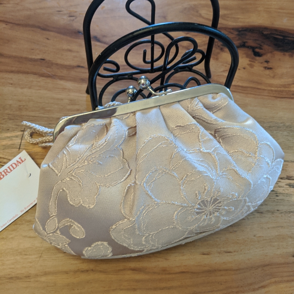 Gold w floral jaquard design clutch or carry